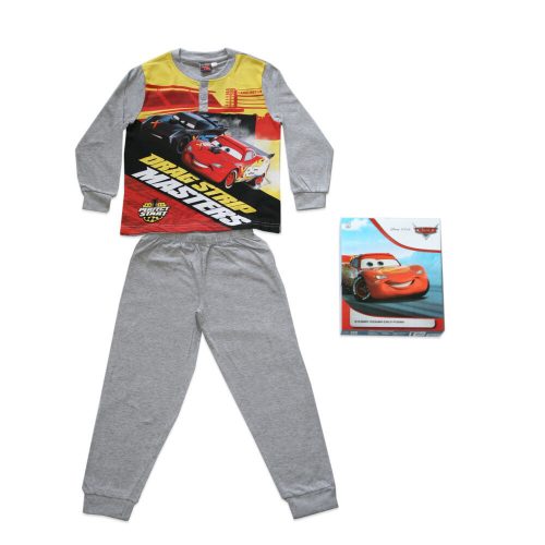 Pyjama pour enfants en coton mince et long - Cars - Avec inscription Drag Strip Masters - Jersey - gris - 122