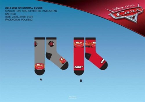 Chaussettes en coton pour enfants - 4 paires - Cars Disney