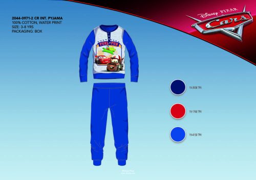 Pyjama d'hiver en interlock de coton pour enfants - Disney Cars - bleu moyen - 98