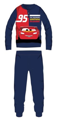 Pyjama d'hiver en coton pour enfants Disney Cars - pyjama interlock - avec inscription The legendary lightning McQueen - bleu foncé - 116
