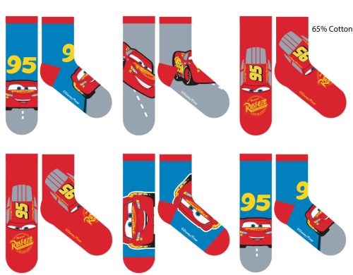 Disney Cars chaussettes en coton normales pour enfants - 6 paires/paquet - 23-26
