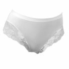 Culotte pour femme - avec côtés épais - ornée de dentelle à l'avant - blanc - L