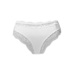   Culotte pour femme - avec côtés épais - ornée de dentelle à l'avant et à la taille - blanc - L
