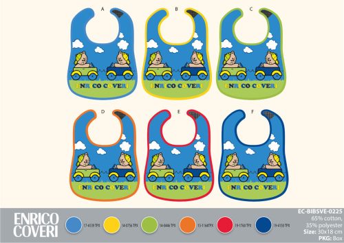 Bavoir Enrico Coveri pour bébé 6 pièces/paquet - bavoir en coton 30 x 18 cm - bleu