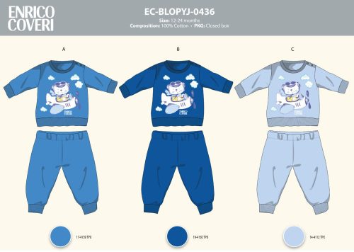 Pyjama bébé long et fin Enrico Coveri - pyjama 100% coton - bleu foncé - 86