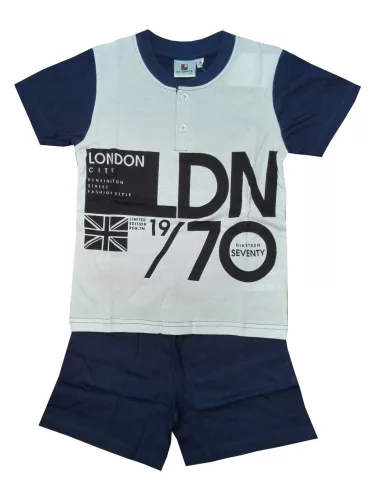 Pyjama en coton à manches courtes pour enfants - Evidence - bleu foncé