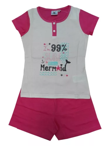 Pyjama en coton à manches courtes pour enfants - Evidence - rose