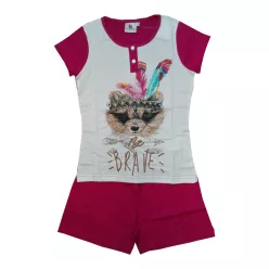   Pyjama en coton à manches courtes pour enfants - Evidence - rose