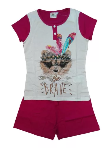Pyjama en coton à manches courtes pour enfants - Evidence - rose