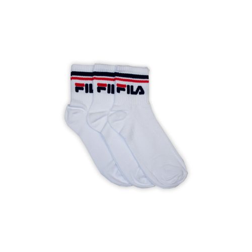 Chaussettes en coton unisexes Fila - chaussettes courtes - côtelées - 3 paires - blanc - 39-42