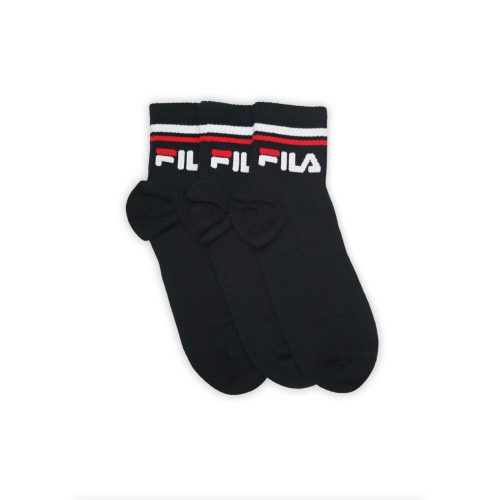Chaussettes en coton unisexe Fila - chaussettes courtes - tige côtelée - 3 paires - noir - 43-46