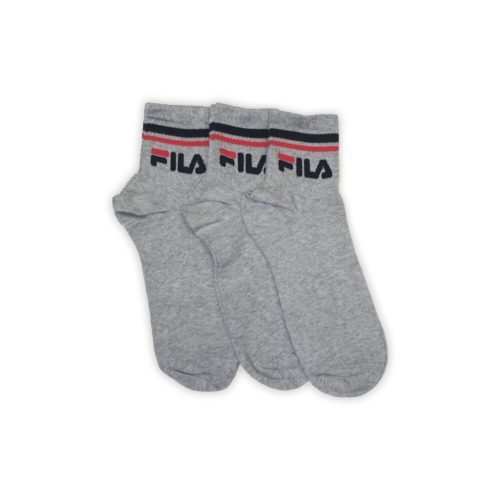 Chaussettes en coton unisexe Fila - chaussettes courtes - tige côtelée - 3 paires - gris - 43-46