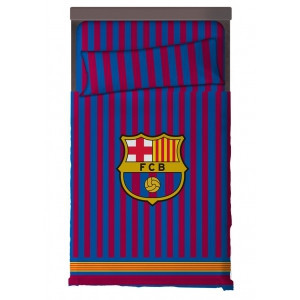 Ensemble de literie FC BARCELONA 100% coton, couette 180X270 + drap housse élastique 105x200+25 + taie d'oreiller 45X125