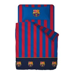   Ensemble de literie FC BARCELONA 100% coton, couette 180x270 + drap housse élastique 105x200+28 + taie d'oreiller 45x125