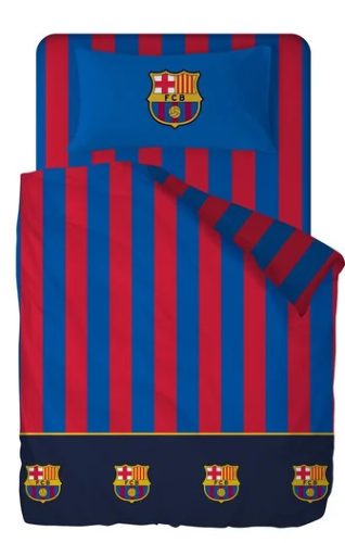 Ensemble de literie FC BARCELONA 100% coton, couette 180x270 + drap housse élastique 105x200+28 + taie d'oreiller 45x125