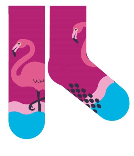 Chaussettes en peluche antidérapantes flamant rose pour enfants