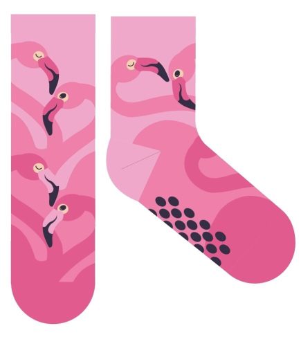 Chaussettes en peluche antidérapantes flamant rose pour enfants