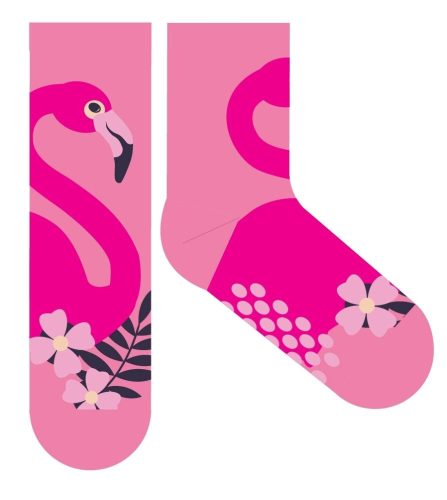 Chaussettes en peluche antidérapantes flamant rose pour enfants