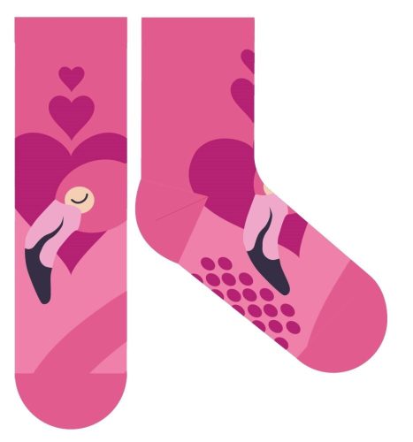 Chaussettes en peluche antidérapantes flamant rose pour enfants