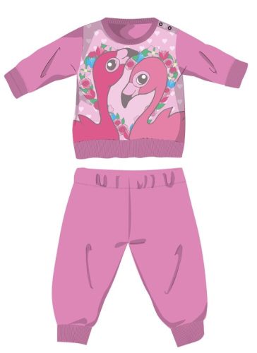 Pyjama d'hiver en coton pour bébé flamant - pyjama interlock - rose - 80