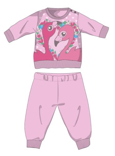 Pyjama d'hiver en coton pour bébé flamant - pyjama interlock - rose clair - 92