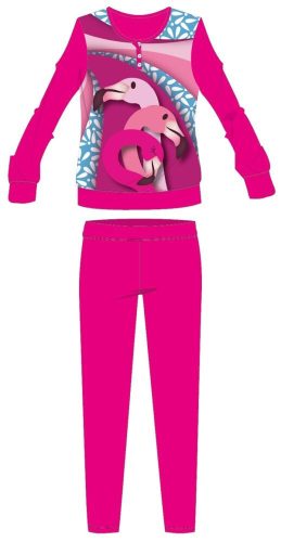 Pyjama en coton d'hiver pour enfants flamant rose - pyjama interlock - motif de fleurs - rose - 98