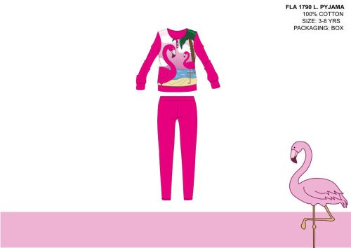Pyjama en coton fin pour enfants flamant rose - pyjama en jersey - rose - 122