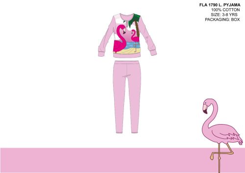Pyjama en coton fin pour enfants flamant rose - pyjama en jersey - rose clair - 128