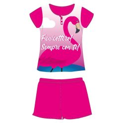   Flamingo summer short sleeve children's pajamas - cotton jersey pajamas - pink - 104
