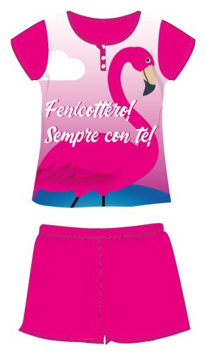 Flamingo summer short sleeve children's pajamas - cotton jersey pajamas - pink - 122