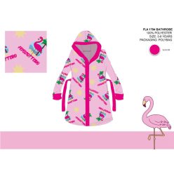 Peignoir en microfibre à capuche flamant pour enfants