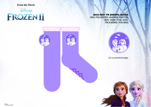 Chaussettes d'hiver chaudes antidérapantes Disney Frozen pour enfants - chaussettes sherpa - violet