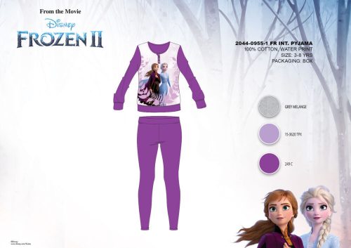 Pyjama d'hiver en interlock de coton pour enfants - La Reine des Neiges Disney - violet foncé - 98