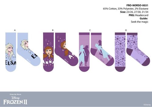 Chaussettes en coton normales pour enfants Disney Frozen - 4 paires/paquet