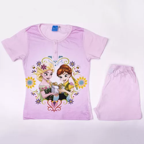 Pyjama en coton à manches courtes pour enfants - La Reine des Neiges - rose clair - 134