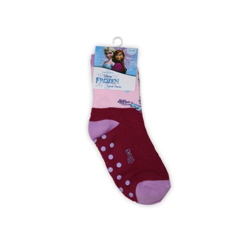 Chaussettes pour enfants avec antidérapant - La Reine des Neiges - peluche - motif Elsa - bordeaux-lilas - 27-30