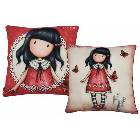 Coussin Gorjuss, coussin décoratif - 40x40 cm - beige-rouge