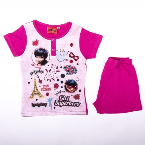 Pyjama en coton à manches courtes pour enfants - Les Aventures de Miraculous Ladybug et Chat Noir - rose - 122