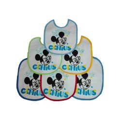   Bavoir Mickey Mouse pour bébé 6 pièces/paquet - bavoir en coton - bleu clair-bleu moyen-bleu foncé-jaune-rouge-vert
