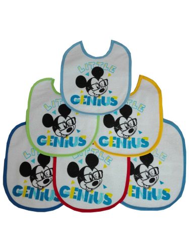Bavoir Mickey Mouse pour bébé 6 pièces/paquet - bavoir en coton - bleu clair-bleu moyen-bleu foncé-jaune-rouge-vert