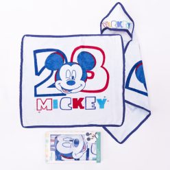   Serviette de bain à capuche bébé Mickey Mouse - serviette de bain en coton - blanc-bleu foncé