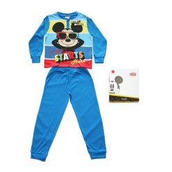   Pyjama long en coton fin pour enfants - Mickey Mouse - Avec inscription "Summer starts" - Jersey - bleu moyen - 110