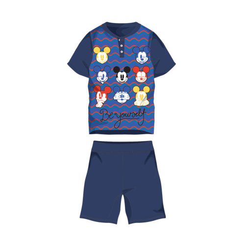 Pyjama d'été en coton à manches courtes pour enfants - Disney Mickey Mouse - avec inscription "Be yourself" - bleu foncé - 110