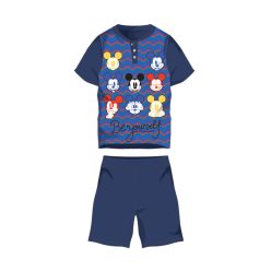   Pyjama d'été en coton à manches courtes pour enfants - Disney Mickey Mouse - avec inscription "Be yourself" - bleu foncé - 116
