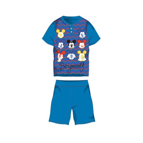 Pyjama d'été en coton à manches courtes pour enfants - Disney Mickey Mouse - avec inscription "Be yourself" - bleu moyen - 98