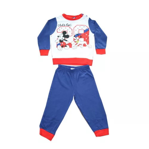 Grenouillère bébé en coton fin à manches longues - Mickey Mouse - Jersey - bleu foncé - 98