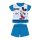 Grenouillère bébé en coton à manches courtes pour l'été - Disney Mickey Mouse - rayé - bleu moyen - 92