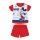 Grenouillère bébé en coton à manches courtes pour l'été - Disney Mickey Mouse - rayé - rouge - 92