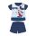 Grenouillère bébé en coton à manches courtes pour l'été - Disney Mickey Mouse - rayé - bleu foncé - 80