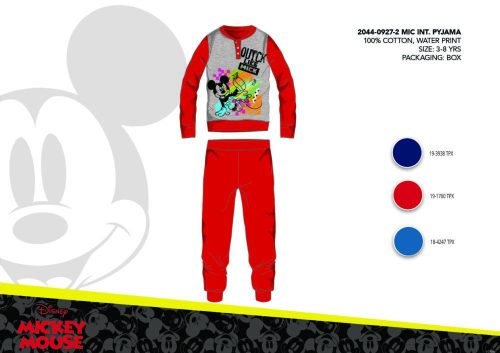 Pyjama d'hiver en interlock de coton pour enfants - Mickey Mouse Disney - rouge - 98